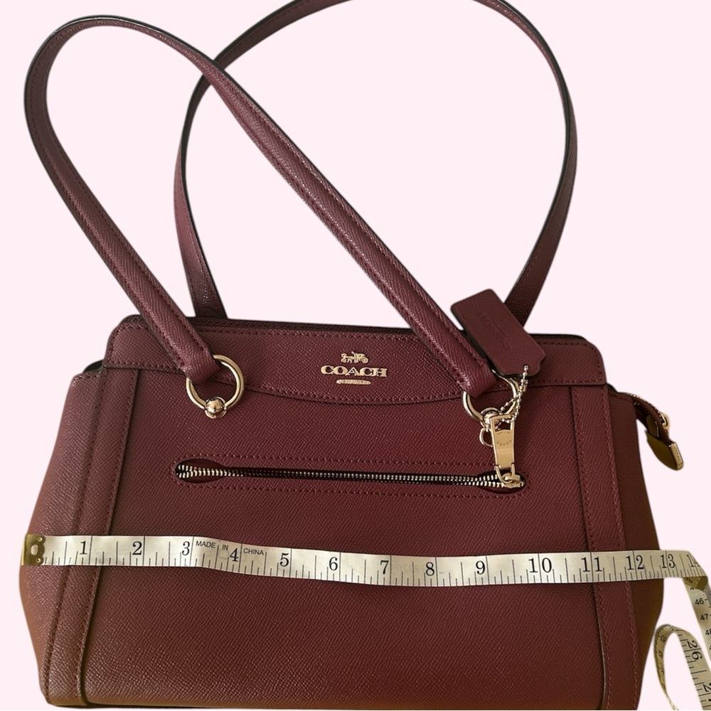 Coach Burgundy Handbag with Gold Hardware - Picture 6 of 7